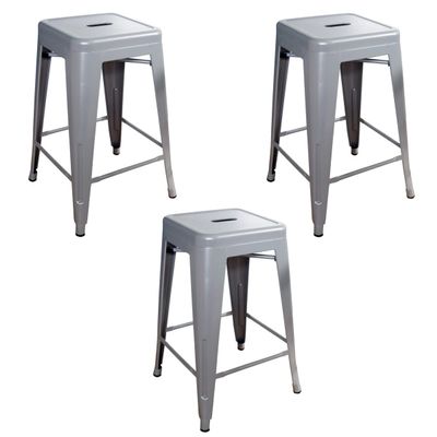 Ameri Home BS24SLVR3 24 in. Loft Silver Metal Bar Stool - 3 Piece
