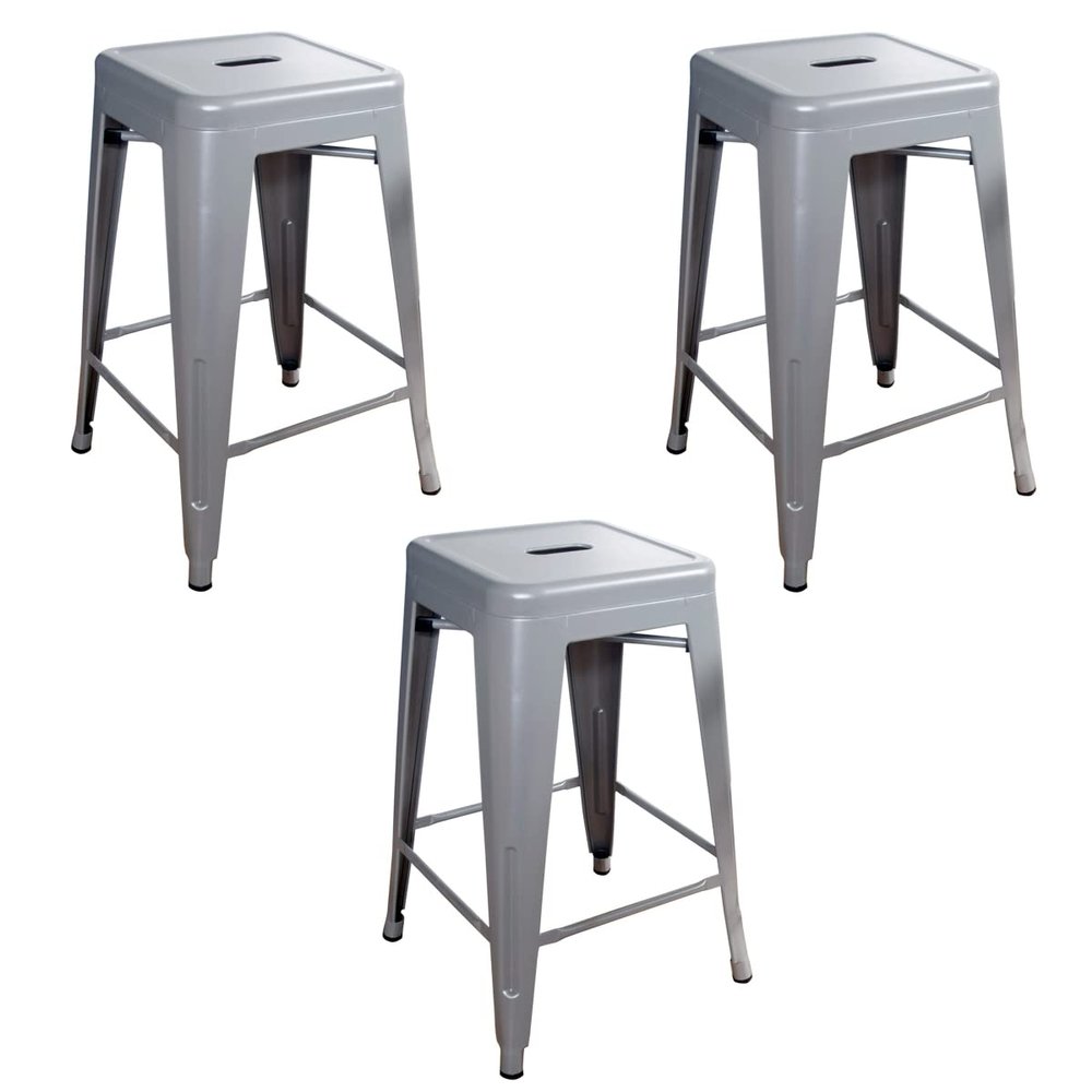 Ameri Home BS24SLVR3 24 in. Loft Silver Metal Bar Stool - 3 Piece