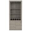 Dakota 69-inch Tall Bar Double Door Cabinet with 5 Wine Cubbies and 3 Shelves, Light Gray view 1
