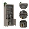 Dakota 69-inch Tall Bar Double Door Cabinet with 5 Wine Cubbies and 3 Shelves, Light Gray view 4