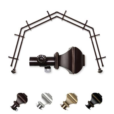 A&F Rod Dcor - Phife 13/16" 4-Sided Double Bay Window Curtain Rod - Cocoa