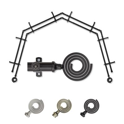 A&F Rod Dcor - Spool 13/16" 4-Sided Double Bay Window Curtain Rod - Black