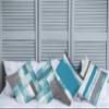 Ambesonne Grunge Throw Pillow Cushion Case Pack of 4, Abstract Design Simplistic Minimal Stripes Brushstrokes Contemporary, Modern Accent Double-Sided Digital Printing, 24", Sea Blue Grey and White view 3