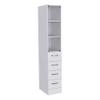 DEPOT E-SHOP Magna Linen Cabinet with Three Shelves, Four Drawers, and Metal Handles, 68" H, White, Bathroom view 1