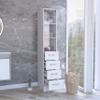 DEPOT E-SHOP Magna Linen Cabinet with Three Shelves, Four Drawers, and Metal Handles, 68" H, White, Bathroom view 3