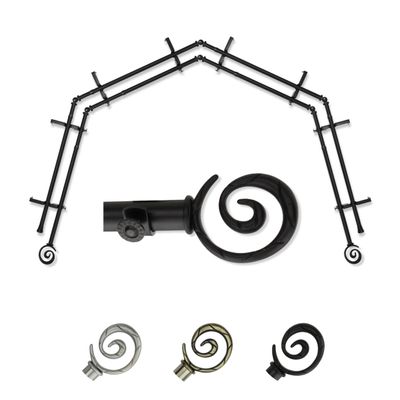 A&F Rod Dcor - Whirlwind 13/16" 4-Sided Double Bay Window Curtain Rod - Black