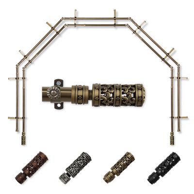 A&F Rod Dcor - Carousel 13/16" 5-Sided Double Bay Window Curtain Rod - Antique Brass