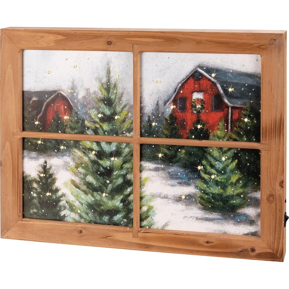 Primitives By Kathy 113548 Winter Farm LED Window Sign, 19 Inch, Multicolor