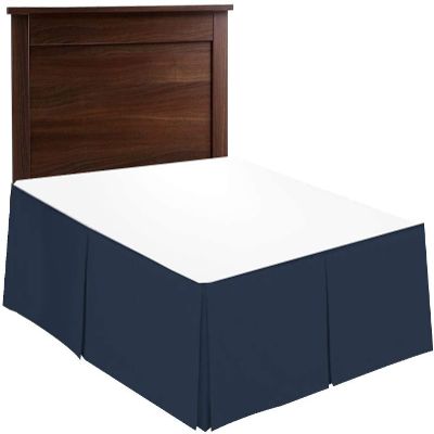 RAJVEER TEXTILE Split Corner Bed Skirt 15 Inch Drop Microfiber Luxurious & Easy to Wash Wrinkle & Fade Resistant - (Navy Blue, Twin-XL (15" Drop)