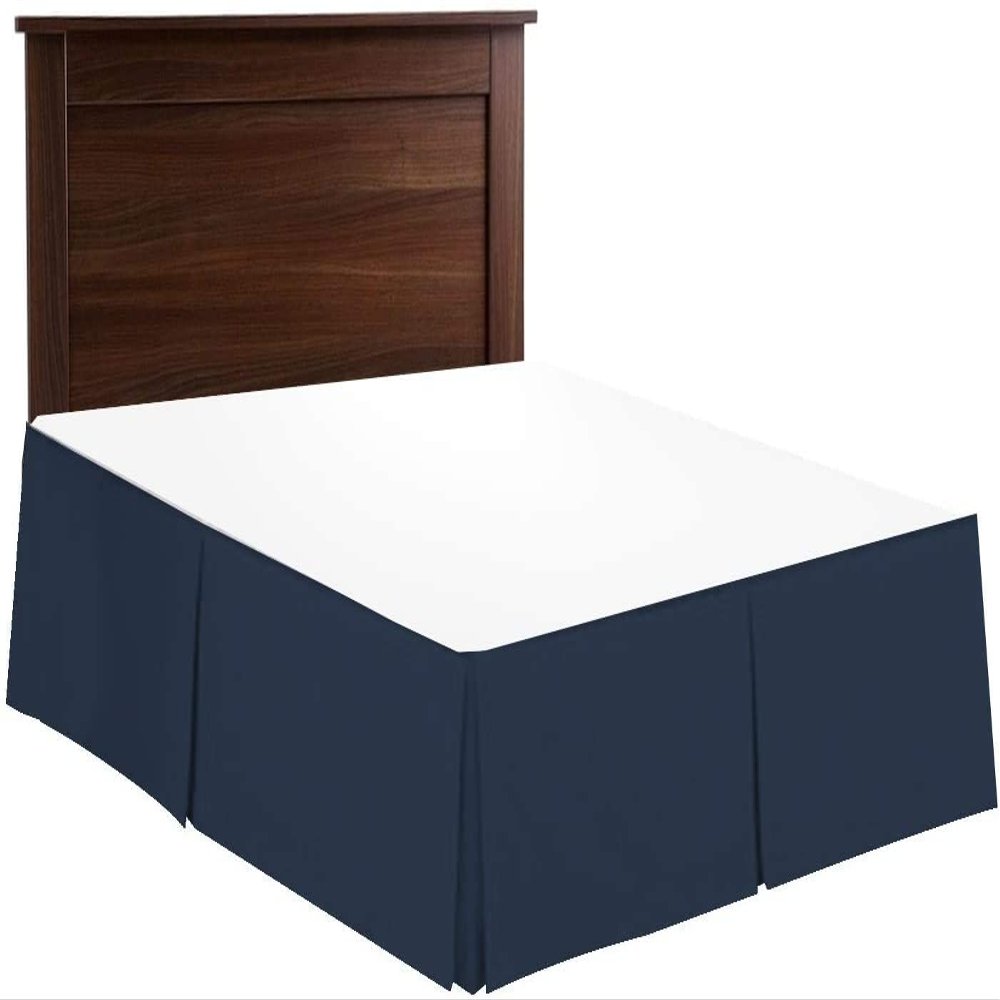 RAJVEER TEXTILE Split Corner Bed Skirt 15 Inch Drop Microfiber Luxurious & Easy to Wash Wrinkle & Fade Resistant - (Navy Blue, Twin-XL (15" Drop)