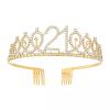 UVATAHONA 21st Birthday Sash and Tiara, 21 & Fabulous Birthday Sash and Crown Set, Happy 21st Gifts for Party Favors Supplies and Decorations, Gold view 3