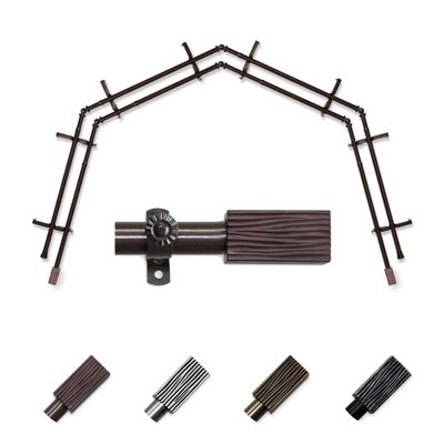 A&F Rod Dcor - Oak 13/16" 4-Sided Double Bay Window Curtain Rod - Cocoa