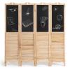 Happygrill 4 Panel Room Divider Folding Privacy Screen with Chalkboard Panels, Wooden Louvered Partition Room Divider Wall for Bedroom Office Living Room Restaurant, 5.7 Ft Tall view 1