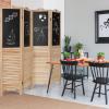 Happygrill 4 Panel Room Divider Folding Privacy Screen with Chalkboard Panels, Wooden Louvered Partition Room Divider Wall for Bedroom Office Living Room Restaurant, 5.7 Ft Tall view 2