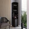 Egina Corner Bar Cabinet with Two Shelves at The Top, Glass Holder, 8 Exterior Bottle Racks, Central Shelf, Lower Drawer with 2 Side Doors, 71" H, Black, Living Room view 2
