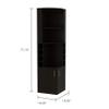 Egina Corner Bar Cabinet with Two Shelves at The Top, Glass Holder, 8 Exterior Bottle Racks, Central Shelf, Lower Drawer with 2 Side Doors, 71" H, Black, Living Room view 3