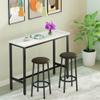 DKLGG 3 Piece, Counter Height, Kitchen Chairs 39 Rectangular 2 Bar Stool Breakfast Coffee Table Set for Small Spaces, Dining Room,White view 3