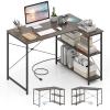 Tangkula L-Shaped Computer Desk with Reversible Shelves, 48 Inch Corner Computer Desk, Modern Writing Study Desk Home Office Workstation, Space Saving Design (48 Inch, Gray) view 1