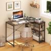 Tangkula L-Shaped Computer Desk with Reversible Shelves, 48 Inch Corner Computer Desk, Modern Writing Study Desk Home Office Workstation, Space Saving Design (48 Inch, Gray) view 2