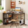 Tangkula L-Shaped Computer Desk with Reversible Shelves, 48 Inch Corner Computer Desk, Modern Writing Study Desk Home Office Workstation, Space Saving Design (48 Inch, Gray) view 4