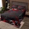 Homewish Gray Floral Swirls Bedspread Twin,Gothic Leaf Coverlet Set 2pcs for Kids Teens Adult Room Decor, Abstract Mystic Trippy Quilted Coverlet Black Red Bedding Quilt with 1 Pillowcase view 2
