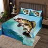 Homewish Fish Bedspread Queen Size,Fishing Entertainment Coverlet Set 3pcs for Kids Teens Boys Girls Room Decor, Sea Animals Quilted Coverlet Wave Teal Bedding Quilt with 2 Pillowcases view 1