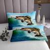 Homewish Fish Bedspread Queen Size,Fishing Entertainment Coverlet Set 3pcs for Kids Teens Boys Girls Room Decor, Sea Animals Quilted Coverlet Wave Teal Bedding Quilt with 2 Pillowcases view 3