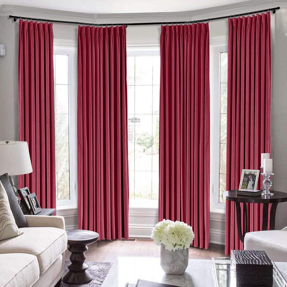 Bhoomi Collection Double Pinch Pleat Blackout Extra Long Curtains 2 Story Window Hall Curtains Hanging by Hooks (Burgundy Red, 72 Inch Wide by 72 Inch Long- 1 Panel)