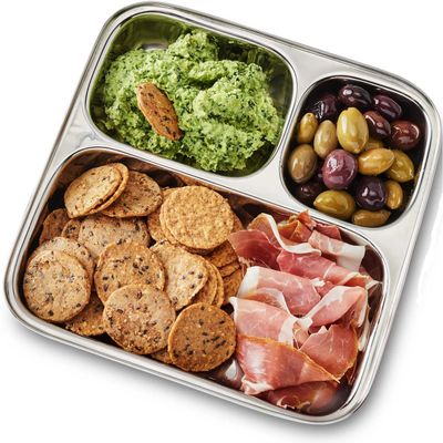 Set of 2 Stainless Steel Kids Plate 3 Compartment Great for Camping, Kids Lunch and Dinner or Every Day Use