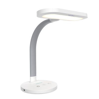 Verilux HappyLight Duo - 2-in-1 Light Therapy & Task Desk Lamp - UV-Free Full Spectrum LED, 10,000 LUX, Adjustable Brightness and Color, Flexible Gooseneck, and Integrated USB Charging Port