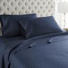 JB Linen Ultra-Soft & Breathable Luxury Bedding ! 600 Thread Count 100% Egyptian Cotton Queen Size 4 Piece Sheet Set Fit 15" Inch to 18" Inch Deep Pocket Stripe. Navy Blue view 1
