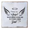 Alioyoit Rustic Wood Sign with Quote My Dad is Angel in Heaven Home Decor Sign Distressed Look Farmhouse Decorative Wooden Sign Retro Wooden Art Plaque Wall Hanging Sign for Farmhouse Porch view 1