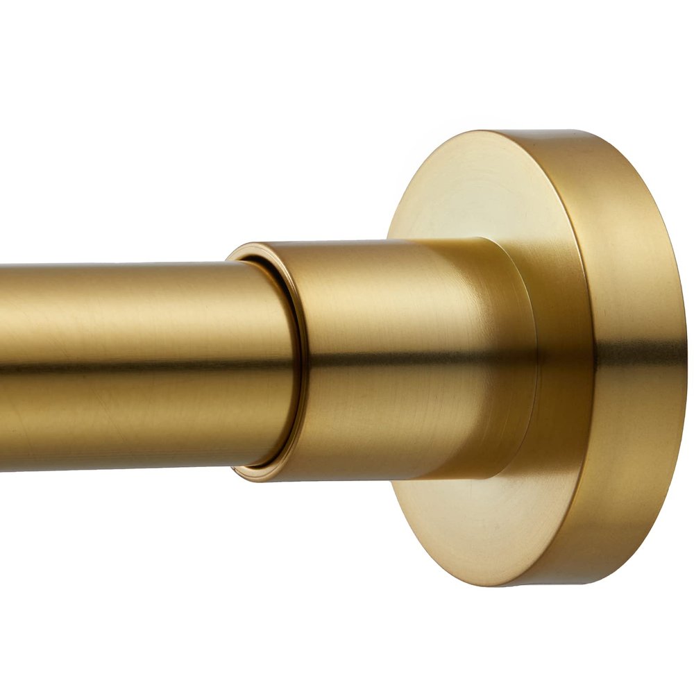 EBOATOP Shower Curtain Rod Tension- No Drill Non-Slip Spring Tension Shower Rod for Window or Bathroom, 43-73 inches Metal Steel, Gold