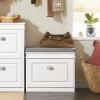 Haotian White Hallway Shoe Bench, Narrow Shoe Rack Entryway, Small Shoe Cabinet with 1 Flip-Drawer and Seat Cushion, FSR82-K-W view 1