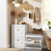 Haotian White Hallway Shoe Bench, Narrow Shoe Rack Entryway, Small Shoe Cabinet with 1 Flip-Drawer and Seat Cushion, FSR82-K-W view 3
