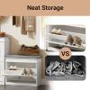 Haotian White Hallway Shoe Bench, Narrow Shoe Rack Entryway, Small Shoe Cabinet with 1 Flip-Drawer and Seat Cushion, FSR82-K-W view 4