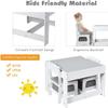 Fireflowery Kids Table and Chair Set, 3-in-1 Wooden Activity Table w/Storage Drawer & Detachable Blackboard, 3-Piece Square Children Art Desk, Toddler Table and Chairs for Reading (Grey) view 2