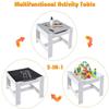 Fireflowery Kids Table and Chair Set, 3-in-1 Wooden Activity Table w/Storage Drawer & Detachable Blackboard, 3-Piece Square Children Art Desk, Toddler Table and Chairs for Reading (Grey) view 3