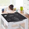 Fireflowery Kids Table and Chair Set, 3-in-1 Wooden Activity Table w/Storage Drawer & Detachable Blackboard, 3-Piece Square Children Art Desk, Toddler Table and Chairs for Reading (Grey) view 4