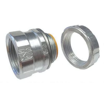 AMFI AH75B Zinc Plated Alloy Steel Insulated Throat Watertight Ground Hub With TrueTight Locknut 3/4-Inch Spec-Grade