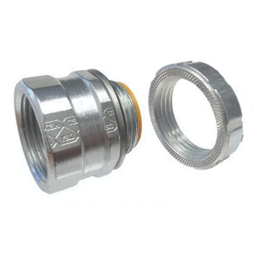 AMFI AH75B Zinc Plated Alloy Steel Insulated Throat Watertight Ground Hub With TrueTight Locknut 3/4-Inch Spec-Grade