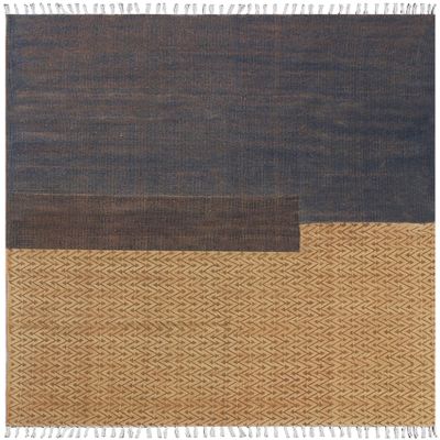 Handmade Rugs Machine Washable Brown Area Rug, Rugs for Living Room, Rugs for Bedroom, Bathroom Rug, Hand Block Printed, Home Decor Geometric Carpet 120x120 cm (4x4 Feet Square)