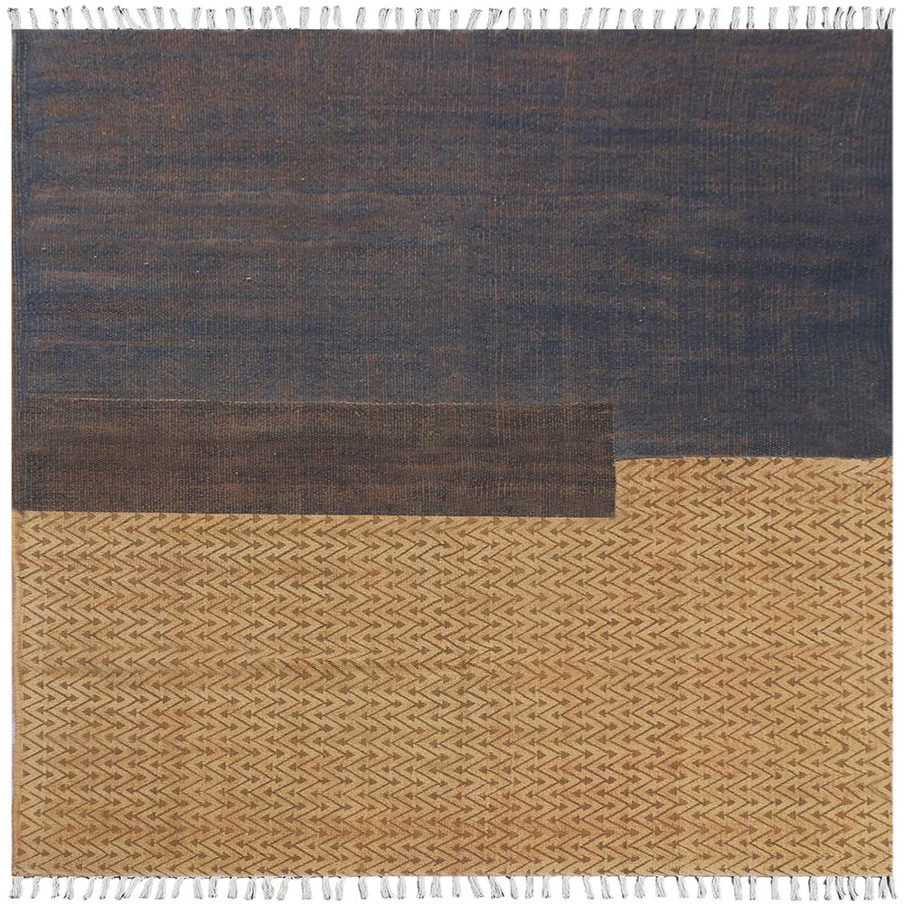 Handmade Rugs Machine Washable Brown Area Rug, Rugs for Living Room, Rugs for Bedroom, Bathroom Rug, Hand Block Printed, Home Decor Geometric Carpet 120x120 cm (4x4 Feet Square)