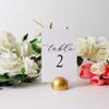 Hanna Roberts Gold Table Number Cards Stands Modern Cursive Table Number for Wedding Reception Anniversary Party Restaurant, Events Party, 4" x 6" (Set of 10, 1-10, Gold) view 3
