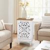 PHI VILLA Small Accent Storage Cabinet with Single Door - Decorative Nightstand for Living Room Bedroom, End Side Table Cabinet White view 3