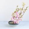 Wazakura Minoyaki Series Japanese Ikebana Essential Tool Kit with Small Round Ceramic Flower Vase and Kenzan Pin Frog for Floral Arranging - White & Blue Kenzan + 2in (61mm) Brass Kenzan view 3