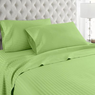 JB Linen Ultra-Soft & Breathable Luxury Bedding ! 600 Thread Count 100% Egyptian Cotton Twin XL Size 4 Piece Sheet Set Fit 15" Inch to 18" Inch Deep Pocket Sage Green Stripe.