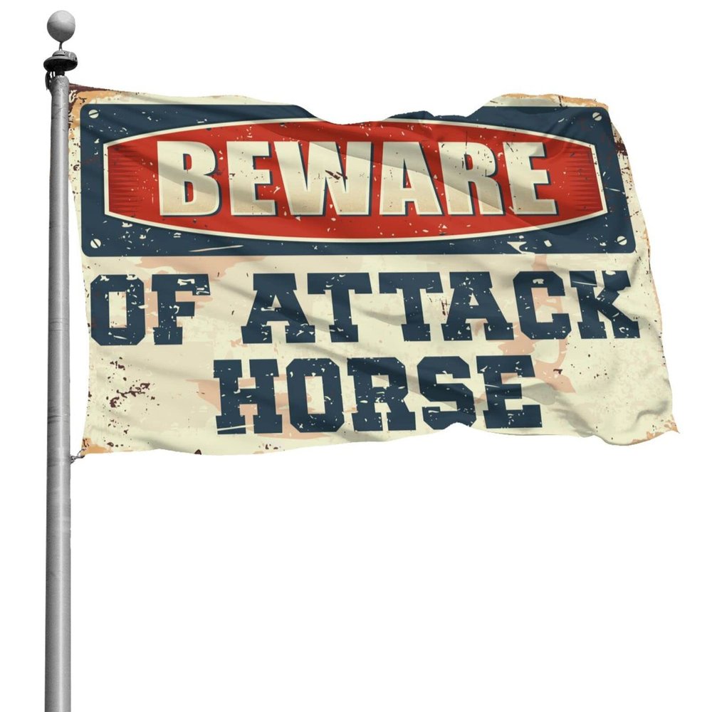 Flags For Room Guys Beware of Attack Horse Flag Gifts For Men Who Have Everything (Size : 12 * 18IN/30 * 45CM)