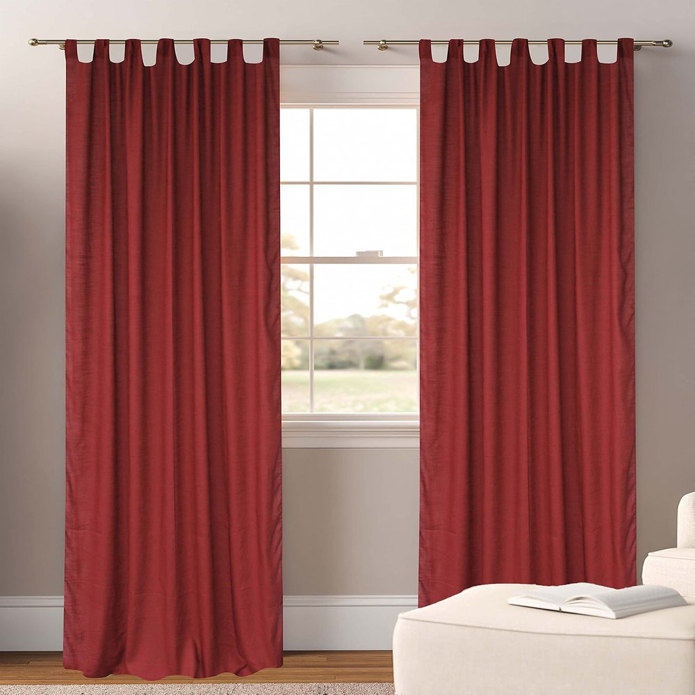 Living Room Polyester Blend Curtains Home Decorative Tab Top Curtains Privacy Added Energy Saving Light Filtering Window Treatments Draperies for Bedroom Burgundy Red (2 Panel Size 52 W X 72 L Inch)