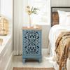 PHI VILLA Small Accent Storage Cabinet with Single Door - Decorative Nightstand for Living Room Bedroom, End Side Table Cabinet Blue view 3